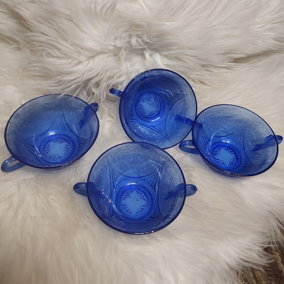 Vintage Dining Blue Depression Glass Soup Bowl 4 Poshmark